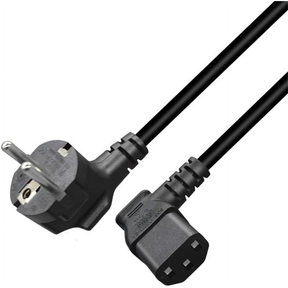 Toptekits EU Europe Schuko to C13 Cable,(3ft/1m) 2-Prong European Schuko to Right Angled C13 Power Cord,Standard AC Power Cord, CEE7/7 to C13 (Schuko to Right C13)