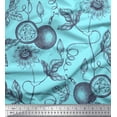 thumbnail image 1 of Soimoi Cotton Duck Fabric Leaves,Floral & Passion Fruits Fabric Prints By Yard 56 Inch Wide, 1 of 1