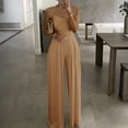 thumbnail image 2 of Women's Lace Cap Sleeve Wide Leg Jumpsuit Elegant High Neck Dressy Party Outfit, 2 of 6