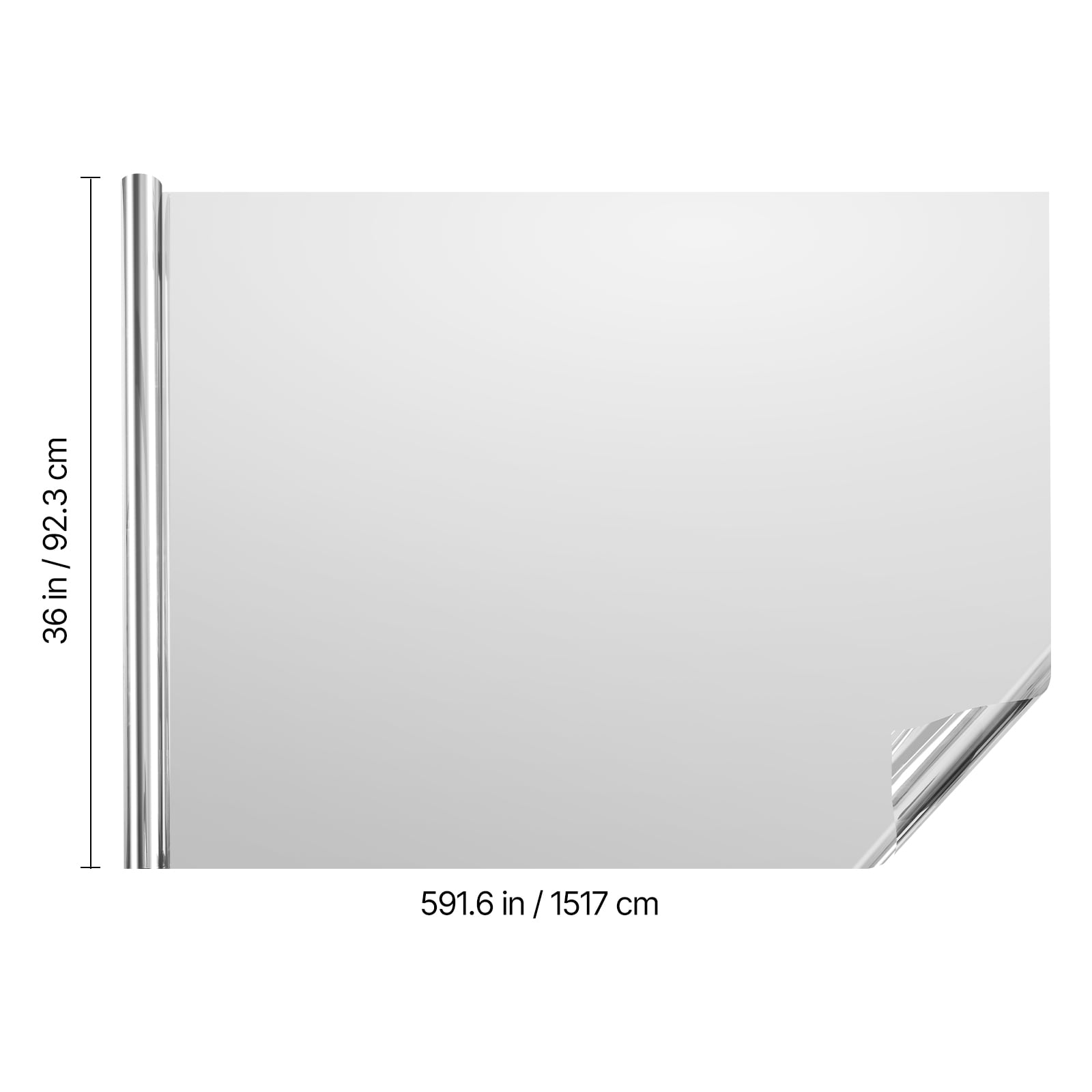 VEVOR Window Privacy Film, One Way Window Tint, Privacy Mirror Reflective Film, Sun Blocking Heat Control Glass, Self-Adhesive, See out Not in Window Film for Home and Office, Silver, 36 in x 49.3 ft