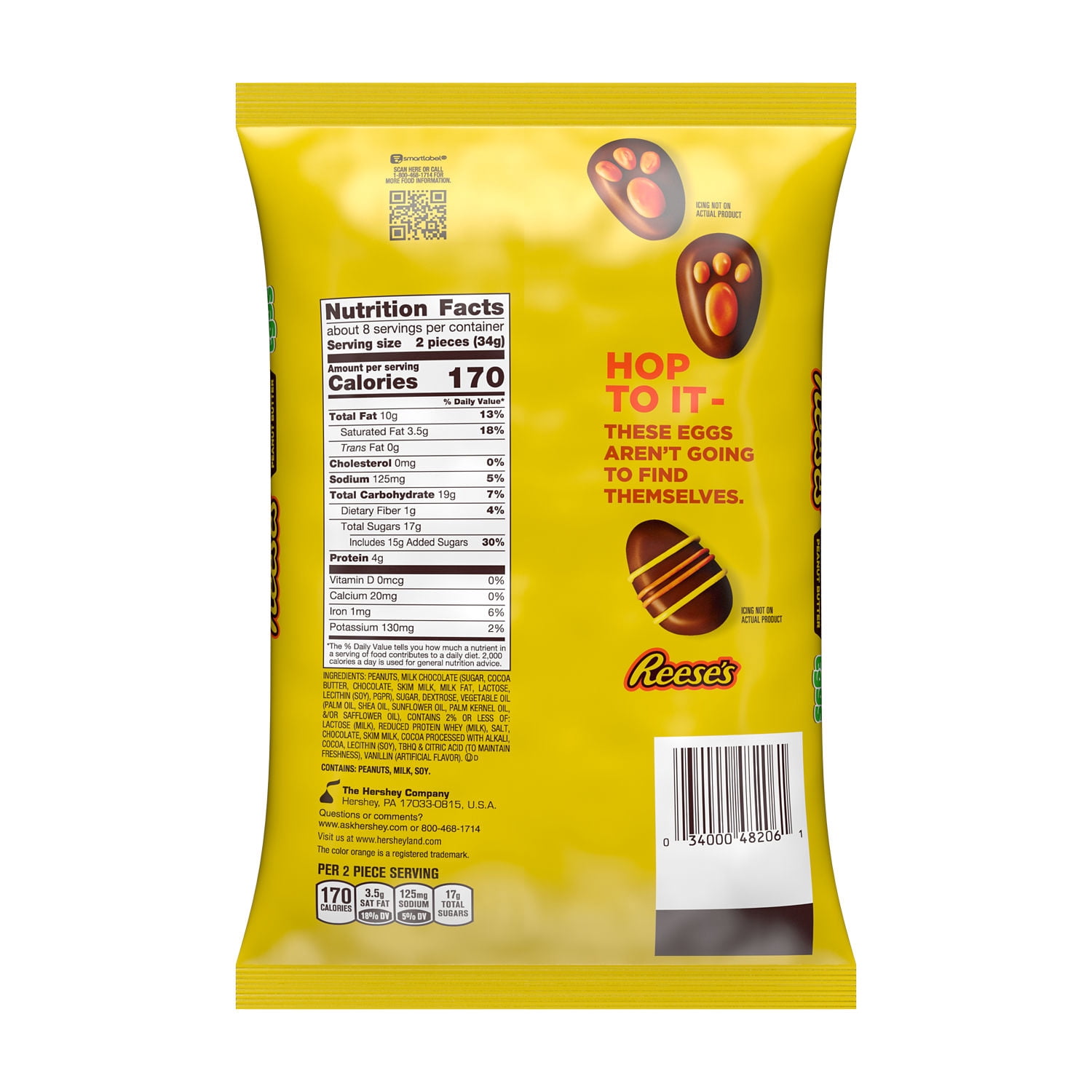 REESE'S Milk Chocolate Snack Size Peanut Butter Eggs, Easter Candy Basket Stuffers Bag, 9.6 oz