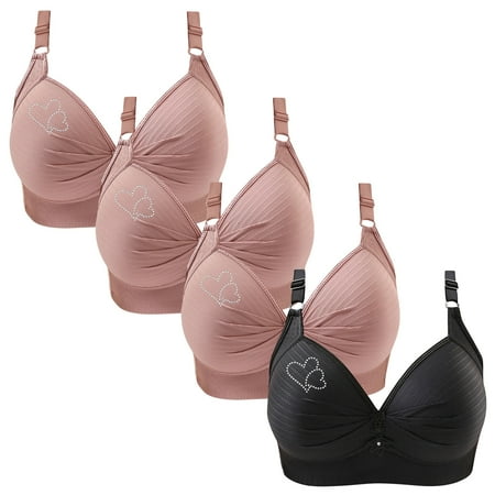 Lisbinx Bras for Women Full Coverage 4PC Woman s Printing Gathered Together Large Size Daily Bra Underwear No Rims Deals of the Day Clearance Prime