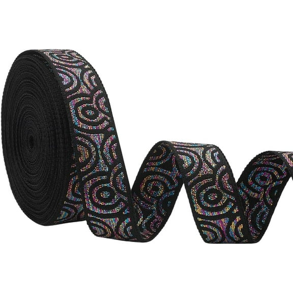 PH 10 Yards Ethnic Jacquard Ribbon 3/4 inch Colorful Swirl Fabric Ribbons Embroidered Flower Ribbon Fabric Trim Fringe for Sewing Straps Belts Collars Making DIY Clothing Decoration Colorful