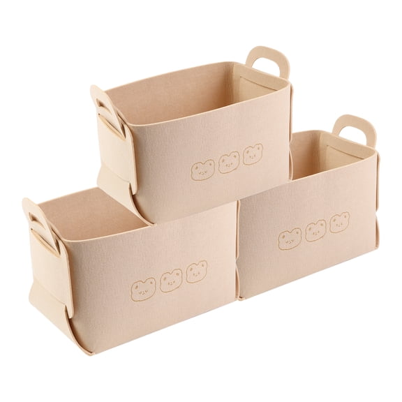 REGALWOVEN 3 Pack Storage Cube, Storage Bin with Handles for Shelves Closet, Collapsible Storage Basket for Organizing Clothes Books Beige 7.1*5.1*4.3in