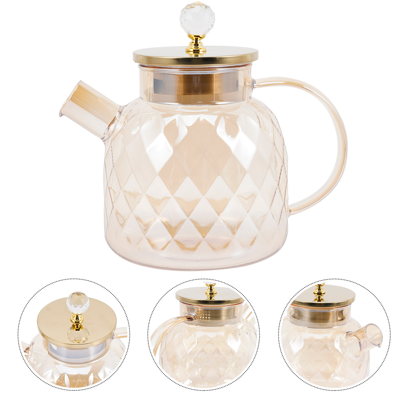 LABELEPH Glass Water Pitcher Transparent for Family Daily Use 1Pack 7.7x5.9in