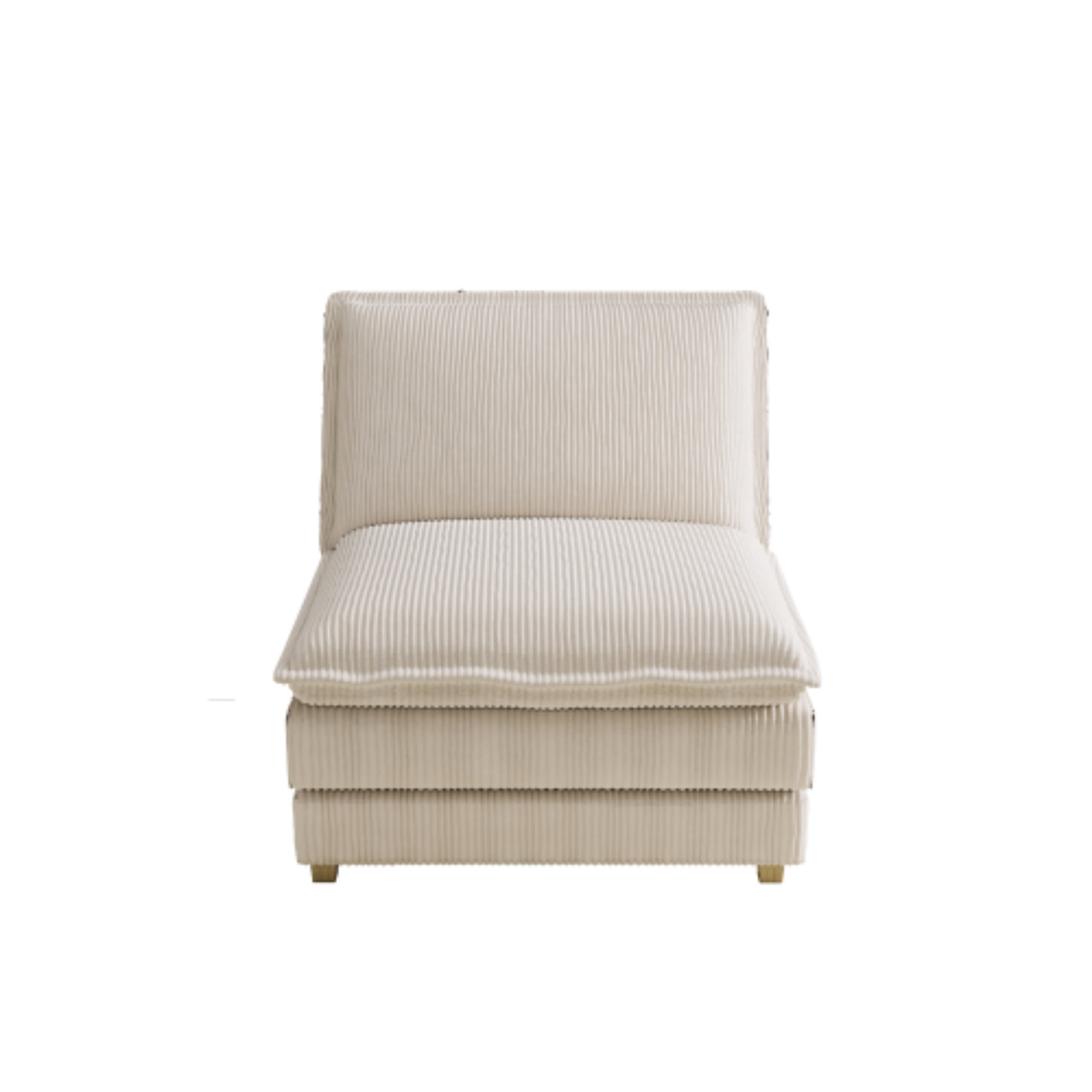 Vinform Upholstered Armless Sofa Chair, Compose 2/3/4 Seat Couch, Beige