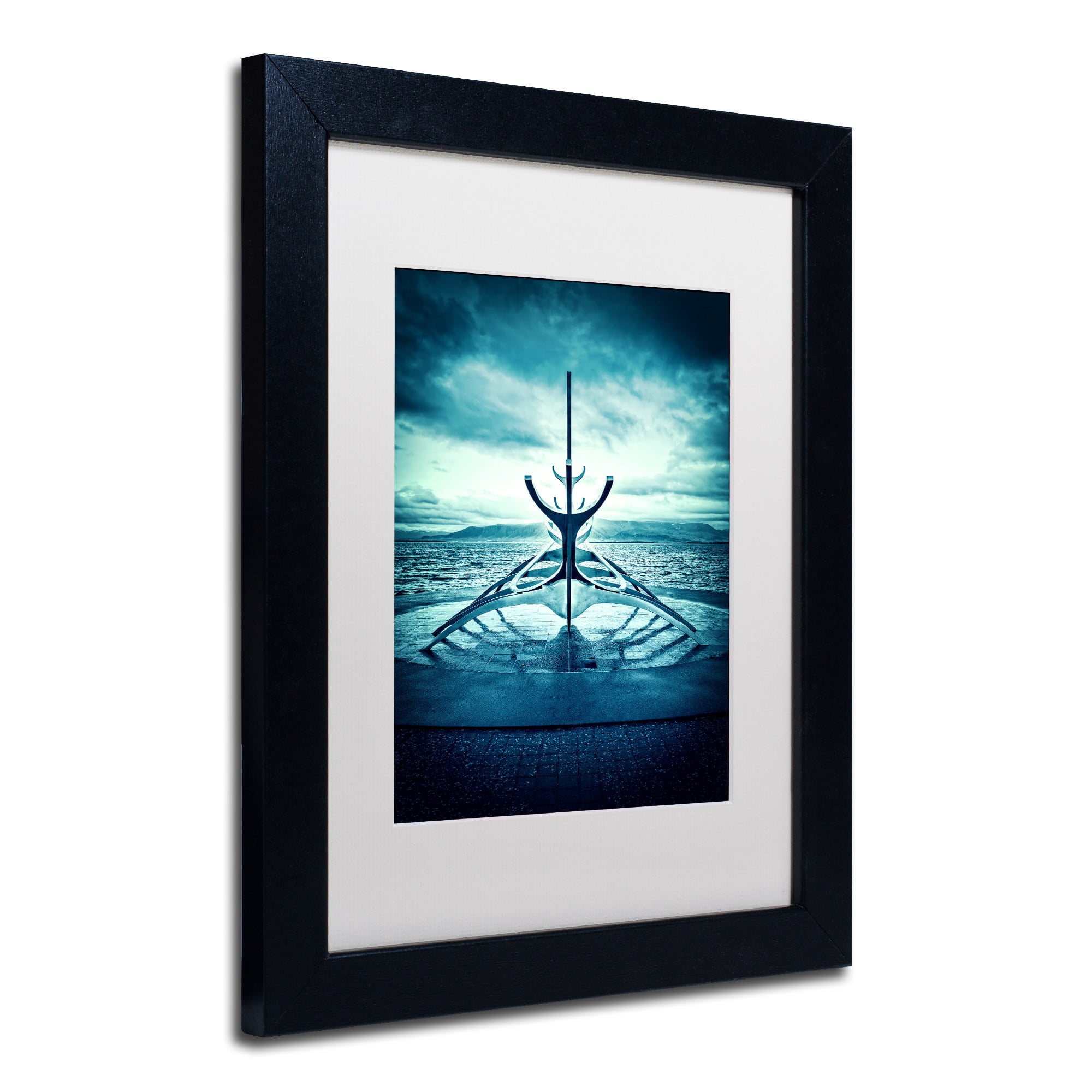 Trademark Fine Art 'Viking Ship' Canvas Art by Philippe Sainte-Laudy, White Matte, Black Frame