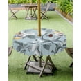 thumbnail image 4 of Fsddascl Lemon Leaves Outdoor Tablecloth - 60 Inch Round Dining Table Cover, Garden Floral Branch Leaf Summer Fruit Waterproof Outdoor Table Cloth with Umbrella Hole & Zipper for Picnic/Patio/Party, 4 of 7
