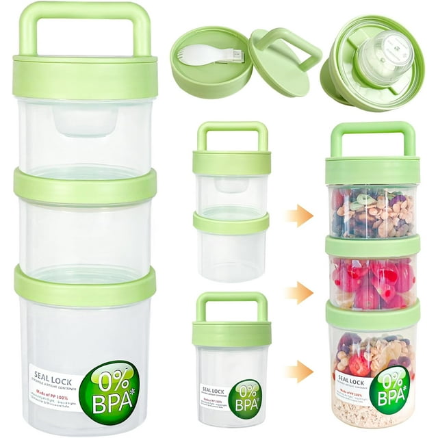 On-the-go Yogurt Parfait Container with Lids and Spoon,Stackable Sealable Overnight Oats Containers,Reusable Food Container Prep Cereal Yogurt Salad Fruit Snacks Crunch Granola Spill Proof