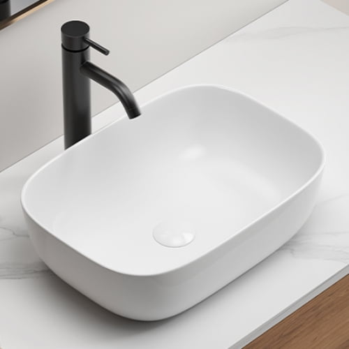 Vessel Sink Rectangle 18 Inch Bathroom Sink,Rectangular Modern Above Counter Bathroom Sinks Porcelain Ceramic Vessel Vanity Sink Art Basin,White