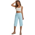 thumbnail image 5 of Nestiefly Womens Capri Pants with Pockets Straight Leg Yoga Capris Leggings Mid-Calf Capris Workout Summer Blue S, 5 of 7