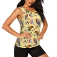 thumbnail image 2 of Xecao Beautiful Bright Birds And Flowers print women's scoop neck, loose-fit workout tank tops for the gym., 2 of 9