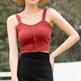 thumbnail image 6 of Juniors Camisoles with Built-In-Bra,Y2K Standard Straps Cropped Tank Top,Sleeveless Comfy Cotton Shirts with Buttons, 6 of 6