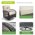 thumbnail image 3 of ATR ART TO REAL 3PCS Outdoor Wicker Rocker Chair Bistro Set with Cushions, Khaki, 3 of 10