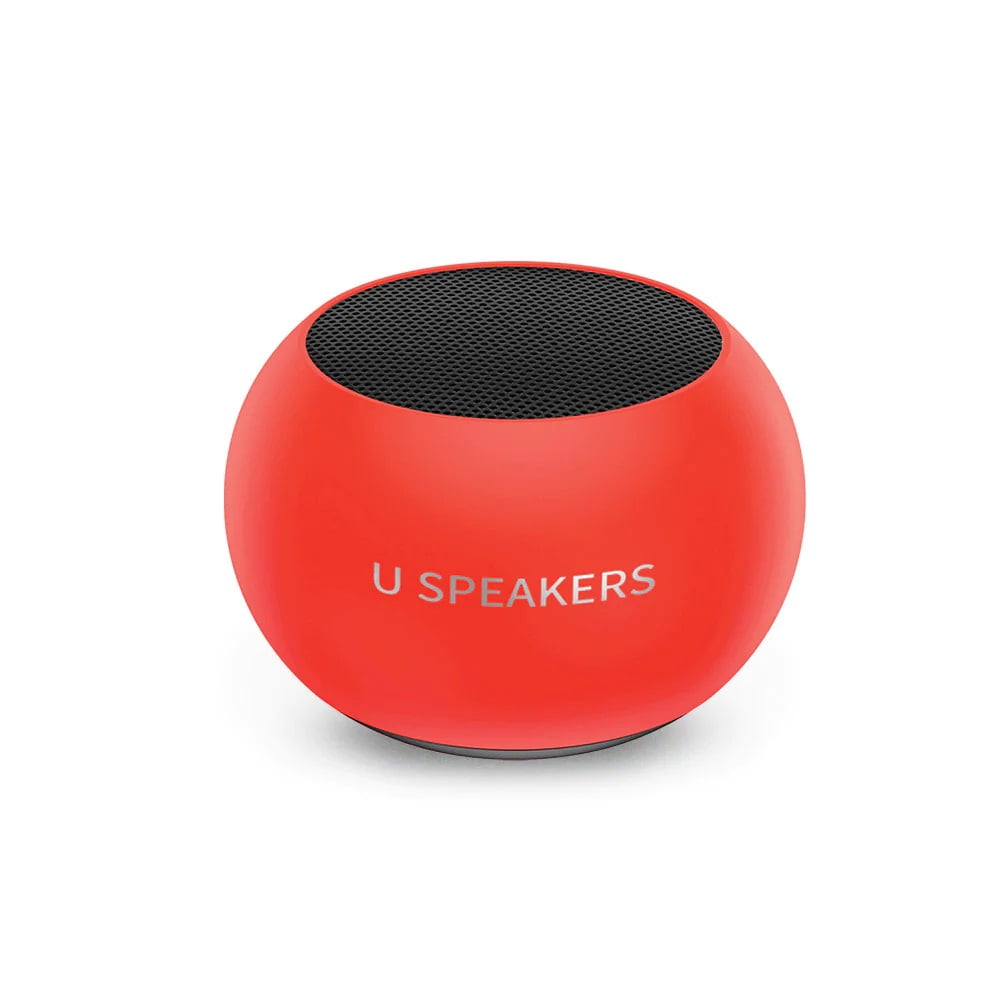 Fashionit U Speakers Mini Bluetooth Computer Speaker 2-Pack Bundle with Matching Speaker, Built-in Mic & Selfie Remote Control, for Workspace, Desktop, Laptop, Mobile, Tablet, PC - Glow Neon Coral