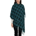 thumbnail image 1 of Women's Fashion Tassel Scarf, Blue Textured Pattern Long Shawl, Lightweight and Warm, 1 of 6