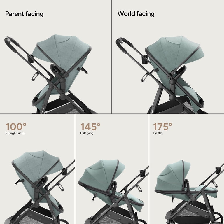 Mompush Wiz 2-in-1 Infant Bassinet Stroller, Reclining Seat