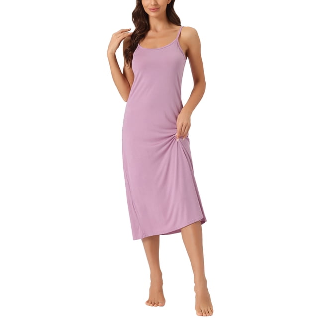 INSPIRE CHIC Nuisette pour Femme à Bretelles Spaghetti Col Rond Robe de Nuit sous Camisole Pleine L Rose