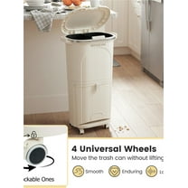 10 Gallon Kitchen Trash Can with Lid and 2 Removable Buckets,2 Compartments ,PP Material,17" x 11.5" x 29.5"