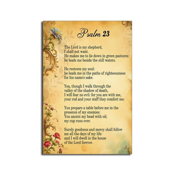 Christian Wall Decor, Psalm 23 Wall Art, Bible Verses Wall Decor, Bible Verse Christian Prayer Room Office Church Decor