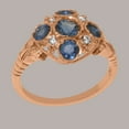 thumbnail image 3 of LBG British Made 10k Rose Gold ring with Natural Sapphire & Cubic Zirconia Womens Statement Ring - 33 size options - Size 11.25, 3 of 7
