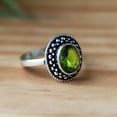 thumbnail image 2 of Green Peridot Ring, 925 Silver Ring, August Birthstone Ring, Boho Silver Ring, Vintage Ring, Oval Cut Gemstone, Cocktail Ring, Charm Ring, 2 of 5