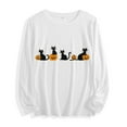 thumbnail image 2 of Cmfcve Women's Vintage Sweatshirt Halloween Stretch Long Sleeve Blouse Black Cat Pumpkin Pullover Shirt with Pocket, 2 of 7