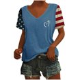 thumbnail image 3 of Tops Cortos para las Mujeres Día de la Independencia Patriótica Impreso Cuello en V, Manga Corta Top Casual para Diario, Fiesta Y Todas las Estaciones, 3 of 5