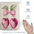 thumbnail image 4 of Pink Cherry Bow Shower Curtain for Bathroom, Spring Sweet Heart-shaped Cherry Linen Texture Waterproof Cloth Fabric Bathroom Accessories Set with 12 Rust Proof Plastic Hooks, 36"x78", 4 of 9
