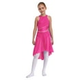 thumbnail image 2 of iiniim Kids Girls Shiny Rhinestone Sleeveless Lyrical Ballet Leotard Tulle Skirt Modern Contemporary Dance Dress Hot Pink 10, 2 of 7