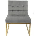 thumbnail image 6 of Gray Metal Frame Tufted Velvet Single Sofa Armless Accent Chair, Leisure Chair, Set of 1, 6 of 9