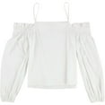 thumbnail image 2 of bar III Womens Cold Shoulder Knit Blouse, White, Medium, 2 of 2
