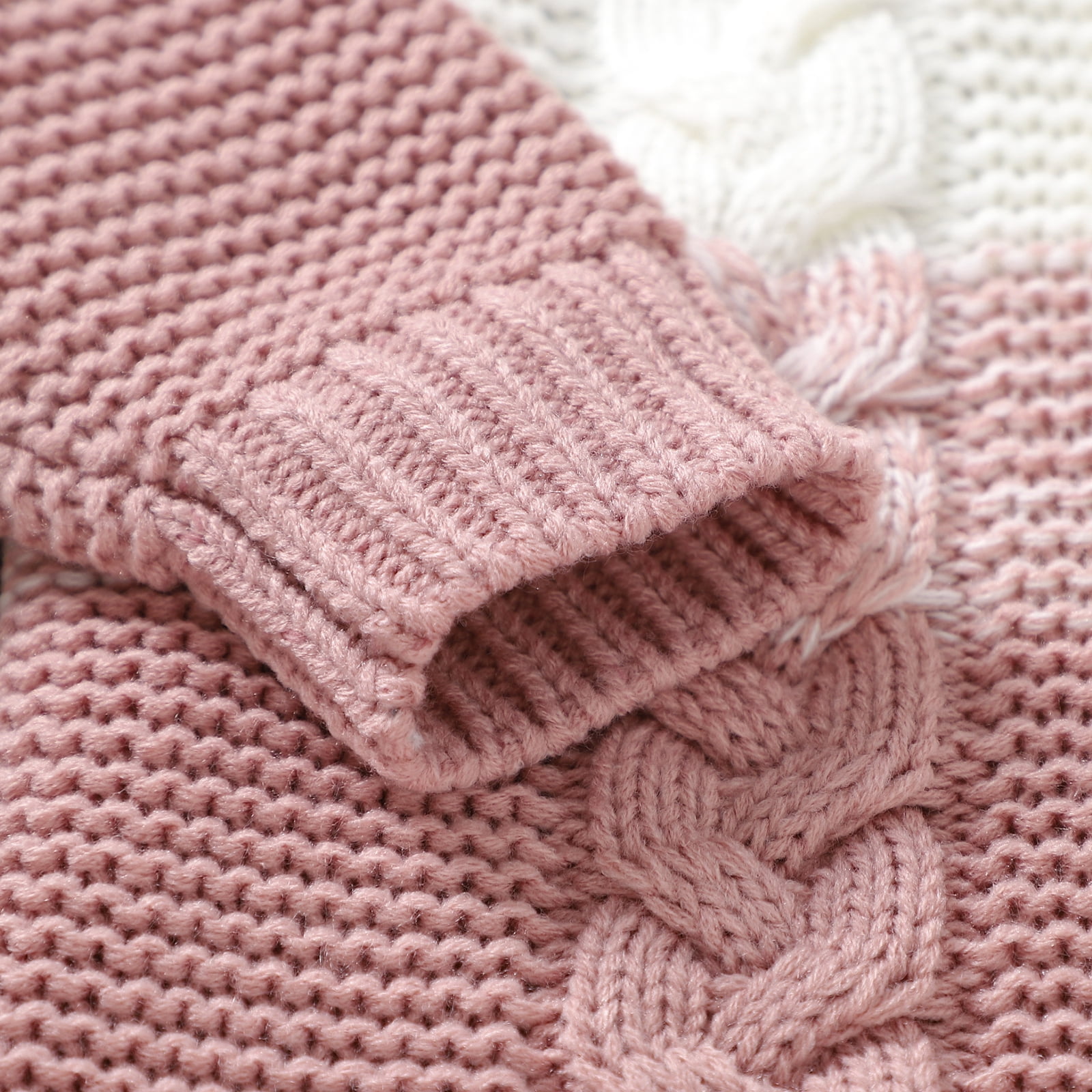 FYMNSI Newborn Baby Girl Boy Hooded Romper Infant Button Down Knitted Jumpsuit Fall Winter Clothes 0-3 Months Pink