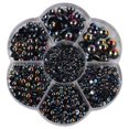 thumbnail image 4 of facefd 2800 Pcs/ensemble Perles Plates Demi-Perle Satin Lustre Plastique pour Fabrication d'Ongles Ronds pour Robe de Mariée Noir, 4 of 8