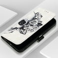 thumbnail image 4 of SaniMore Magnetic Flip Wallet Case for Motorola Moto G 5G 2023/G Power 2023, RFID Blocking Card Holder Painted Pattern PU Leather Cover Kickstand Wrist Strap Shockproof Protective Shell, Skull, 4 of 6