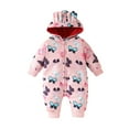 thumbnail image 2 of Hicidod Toddler Jumpsuit Onesie Zipper Long Sleeve Winter Warm Outfit Cute Bear Ears Hooded Jumpsuit Printed Infant One Piece Romper, 2 of 7