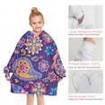 thumbnail image 6 of Purple Paisley and Floral Pattern Blanket Hoodies for Kids 6-13YR Oversize Wearable Blanket Hoodies for Boys Girls Teens, 6 of 7