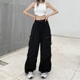 thumbnail image 4 of Autumn New Fashion Harajuku Workwear Women's Oversized Hippie Trousers Black Loose Casual Style Women's Pants-1-L, 4 of 6