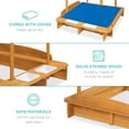 thumbnail image 5 of Best Choice Products Kids Wooden Cabana Sandbox w/ Bench Seats, UV-Resistant Canopy, Sandpit Cover, 2 Buckets - Natural, 5 of 7