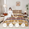 thumbnail image 3 of jejeloiu Sunset Aztec Queen Comforter Set For Men Women,Geometric Print Comforter Sets Queen,Brown Yellow,Black Reversible,3-Piece,1 Comforter and 2 Pillowcases, 3 of 7