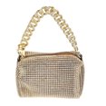 thumbnail image 4 of Bolso bandolera para mujer, con diamantes de imitación dorados, con cadena gruesa, moderno, dorado, talla única, 4 of 15