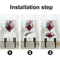 thumbnail image 4 of Chair Cover 4 Pack Water Floral Bouquet Burgundy Red Navy Blue Roses Peonies Leaves Kitchen Chair Slipcovers Classy Decor for Home and Banquet, 4 of 5