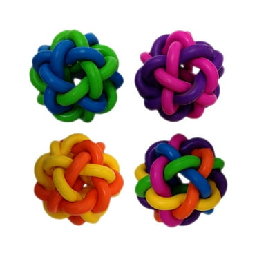 Multipet Nobbly Wobbly Interwoven Rubber Floating Ball with Bell Dog Toy, 4"