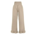 thumbnail image 6 of Diufon Wide Leg Linen Pants for Women High Waisted Ruffle Hem Palazzo Pants Summer Boho Loose Flowy Trousers, 6 of 8