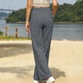 thumbnail image 4 of ZHYou No Boundarie Pants for Women Elastic High Waist Wide Leg Cuffed Hem Loose Casual Pull On Trousers with Side Pockets,Gray,Size M, 4 of 6