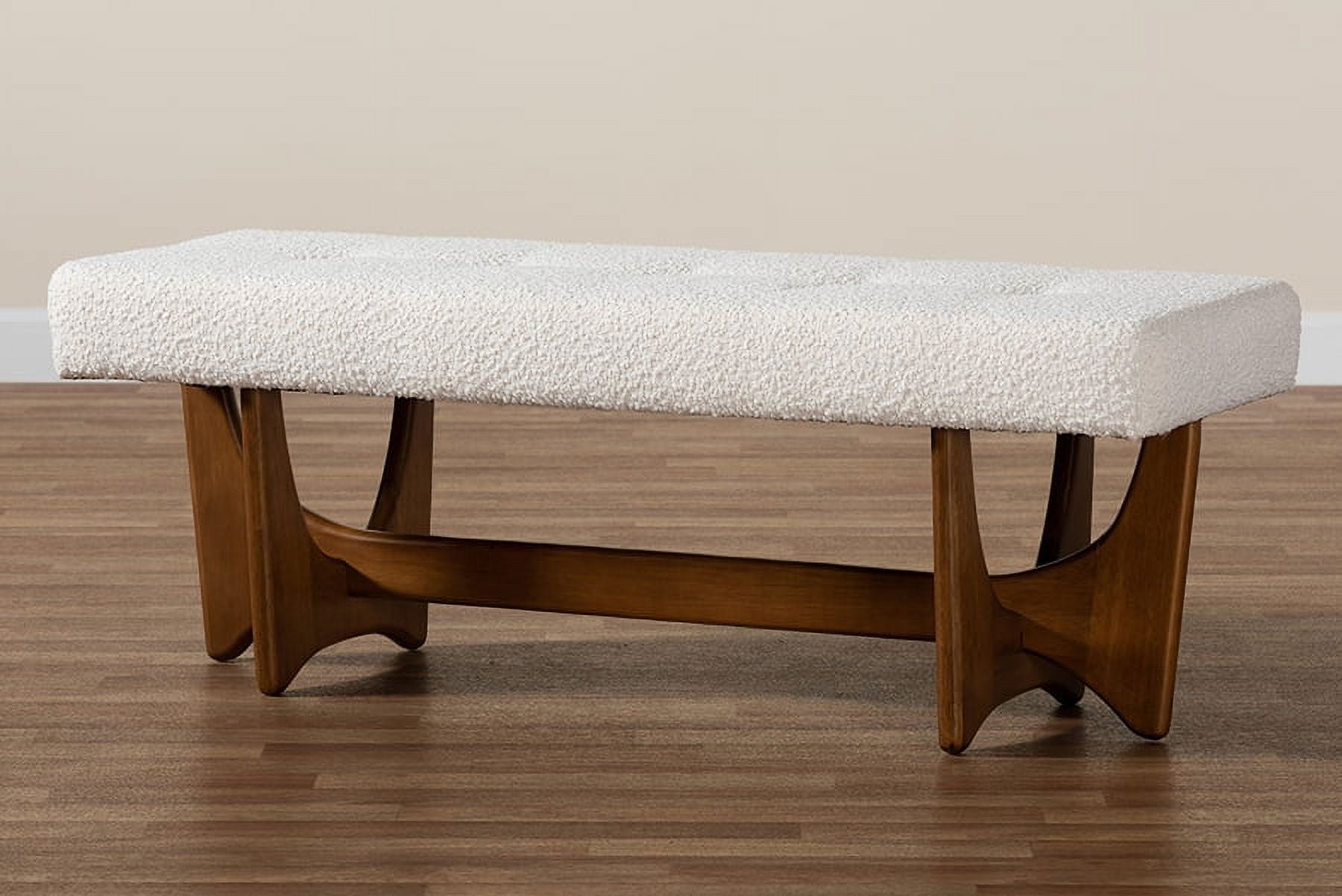 Baxton Studio Theo Japandi Cream Boucle Fabric and Walnut Brown Finished Wood Bench