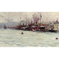 thumbnail image 2 of Fausto Zonaro 18x12 Gold Ornate Wood Frame and Double Matted Museum Art Print Titled - Port of Galata, Istanbul, 2 of 4