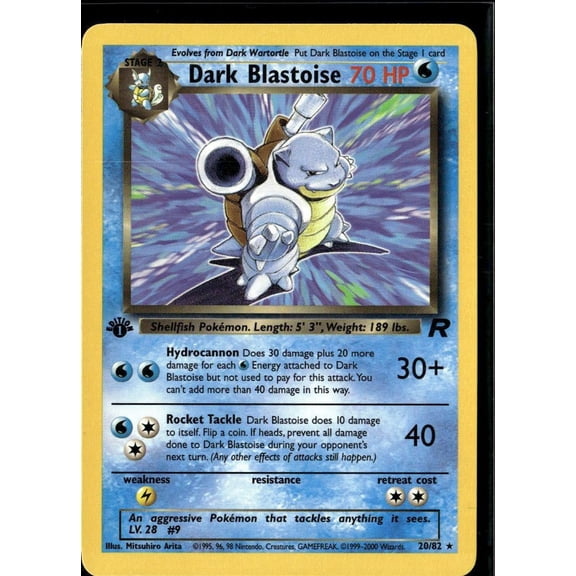 2000 Wizards of the Coast Team Rocket Dark Blastoise Rare 1st Edition 20/82 Pokemon Card