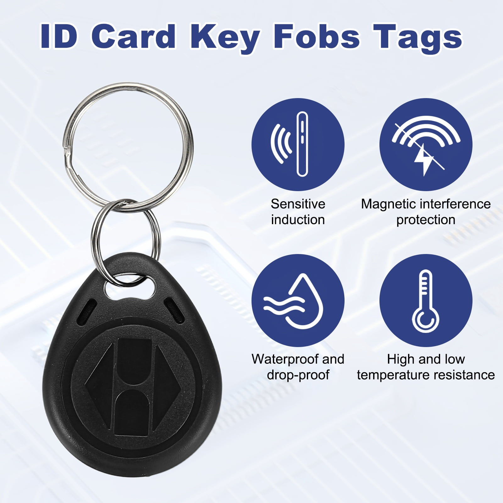 Uxcell 125kHz T5577 RFID Key Fob Tag, (Black) (30pcs), Writable Rewritable Smart Key Fobs Tags Blank Clone IC Card Key Classic 1K, Suit for - Entry Access Control Systems