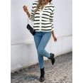 thumbnail image 6 of Women Striped Cardigan Sweaters Button Down Cropped Knit Lady Jackets Coat Fall Outfits Trendy Cardigan Black & White M, 6 of 9